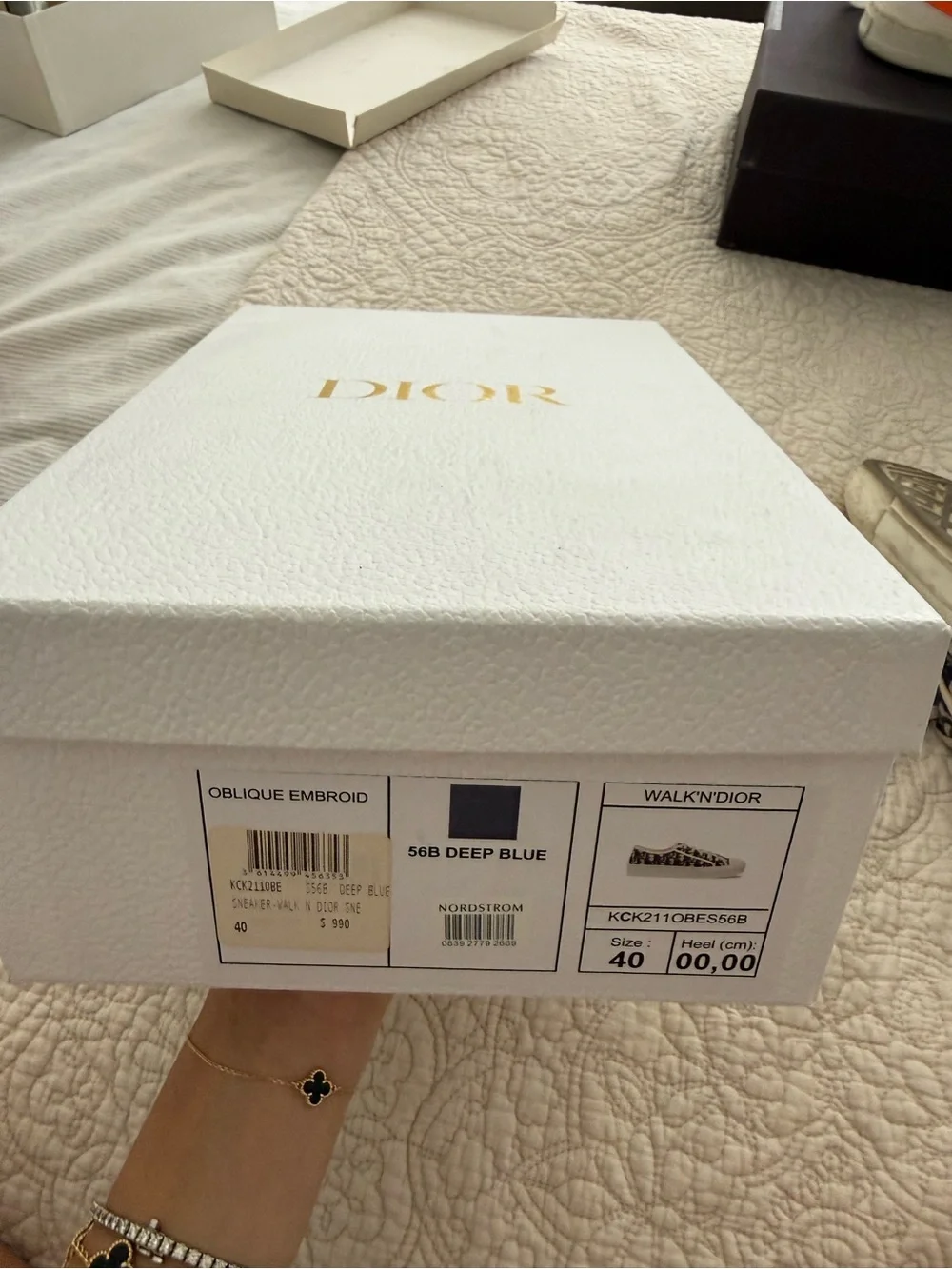 Dior White Box with Gold Logo and Deep Blue Label